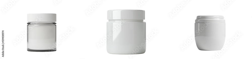 Fototapete minimalist mockups of white jars and containers for product design and branding projects