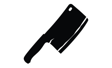 Cooking meat cleaver icon silhouette, Cooking kitchen meat cleaver silhouette icon vector illustration design on white background. 