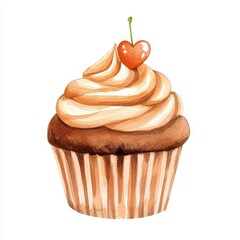 Delicious cupcake with heart topping bakery food art cozy environment close-up view sweet treat concept