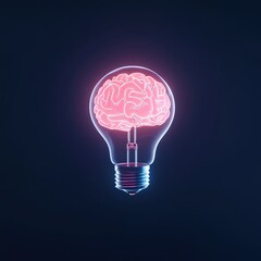 Brain inside of lightbulb idea