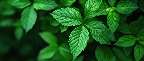 Green leaves close up