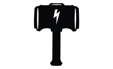 Thunder hammer vector icon silhouette, Thunder hammer silhouette vector illustration design on white background. 