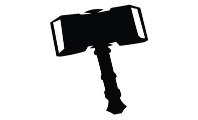 Thunder hammer vector icon silhouette, Thunder hammer silhouette vector illustration design on white background. 