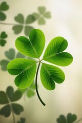 Mobile wallpaper  close up of a four leaf clover with other clovers in the background, soft lighting effect