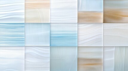 Obraz premium Serene and Modern Textured Tiles in Soft Blue and White Shades for Elegant Interior Design
