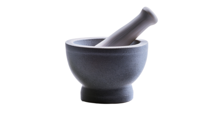 mortar and pestle isolated on transparent background.