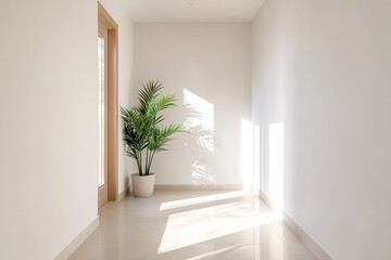 Hallway with plant and sunlight