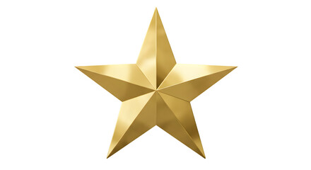 Fototapeta premium A single golden five pointed star with a metallic sheen isolated against a black background space filler