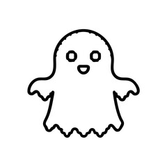 Obraz premium Cute cartoon ghost smiling against a white background