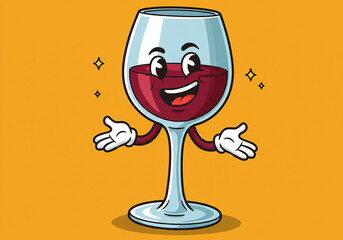 glass of wine vector illustration 2D
