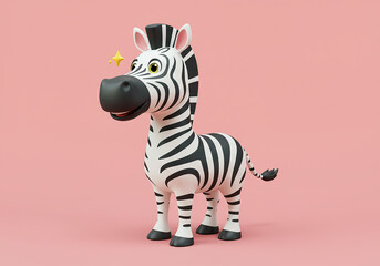 Zebra 3D cartoon isolation illustration animation movie