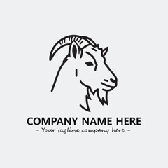 Head of goat illustration black and white for logo company vector image
