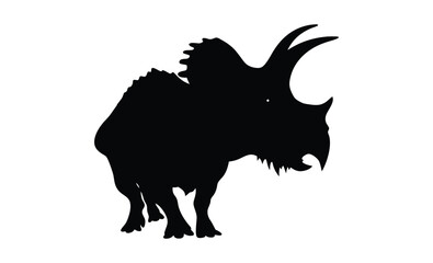 Cute triceratops vector silhouette, Cute triceratops silhouette vector flat illustration design © SilhouetteForge