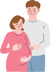 Happy expecting couple in a warm embrace