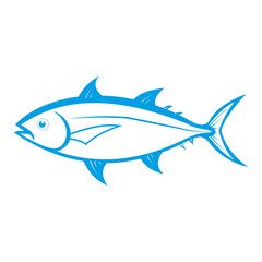 Obraz premium fish isolated on white background, Yellowfin tuna silhouette. Vector illustration.