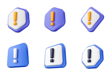 3d caution sign alert warning safety security icon set bundle