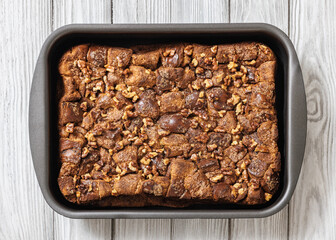 Brioche french toast sweet casserole, top view