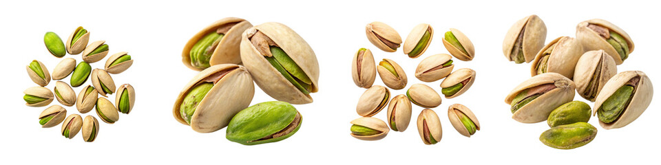 Pistachio Nuts with Open Shell and Green Inside Isolated on Transparent Background PNG