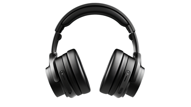 Png of Sleek black over-ear headphones designed for comfort and quality sound.