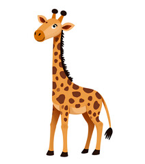 Obraz premium Cartoon Giraffe Illustration, Cute Animal, Spots, Transparent Background