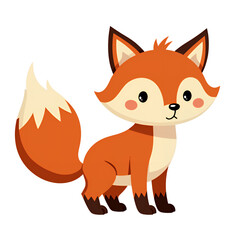 Cartoon Fox, Orange & Cream, Cute Animal, Transparent Background..