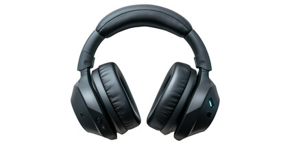 Fototapeta premium Png of Sleek black wireless headphones with plush ear cups and controls, perfect for immersive sound experiences.