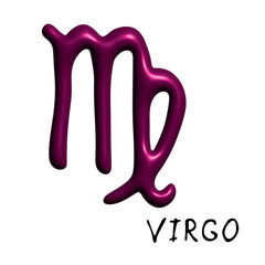 3d virgo zodiac sign Esoteric symbol Astrology clipart Element for design