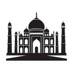 Taj Mahal Outline for India Travel and Heritage Illustrations