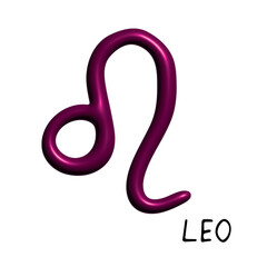 Fototapeta premium 3d leo zodiac sign Esoteric symbol Astrology clipart Element for design