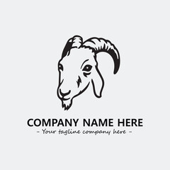 Head of goat illustration black and white for logo company vector image
