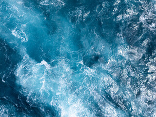 Fototapeta premium Sea surf turquoise waves top view