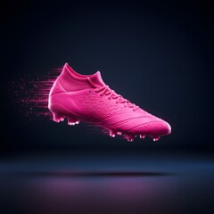 Single Neon Soccer Cleat Floating in Dramatic Light