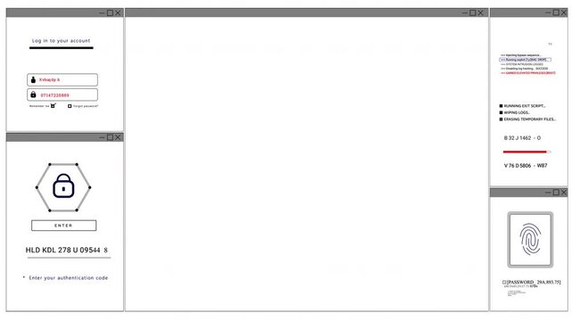 HUD windows open center empty White background for your logo text video Technology display Diagnostics system Sci Fi data programming code. data text
