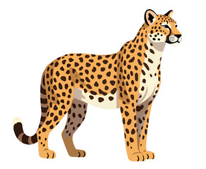 Fototapeta premium Cartoon Jaguar Illustration. Spotted Cat. Transparent background.