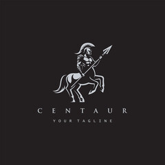 Centaur Logo Featuring Mythological Creature With Spear On Black Background