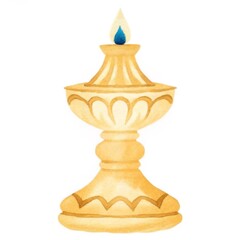 Watercolor illustration of laboratory burner candle demonstrating heat source for scientific experiments watercolor