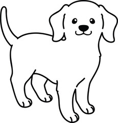 Simple and adorable Beagle illustration standing outlines only