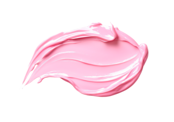 A smudge of pink cosmetic cream isolated on transparent background
