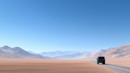 Vehicle driving on desert road