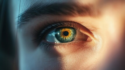 Fototapeta premium Person's vibrant green eye close up