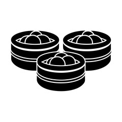 Steaming Basket Silhouette Vector – Bamboo Design on White Background.