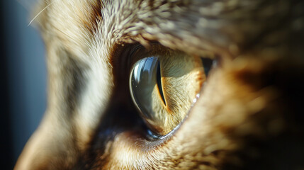 macro close up of a light colored cat eye in the sunlight