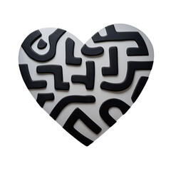 Heart Maze Puzzle Black Shapes on White or Transparent Background Decorative Object