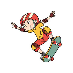 Cute style teenage skateboarder, doing  cartoon illustration