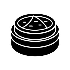 Bamboo Food Steamer Silhouette – Modern Vector Icon on White Background.