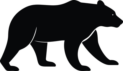 Black Bear Silhouette Vector  Wild Animal Walking Outline Design