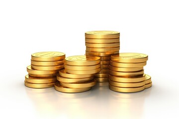 Stacks of shiny gold coins