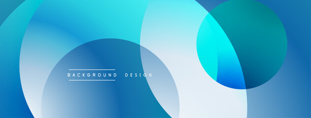 Obraz premium Abstract background features overlapping circles. Shades range from light cyan to deep teal creating dynamic visual effect. Minimalist design suitable for digital projects.