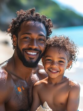 Joyful Family Portrait: Smile and Happiness in Nature During Vacation