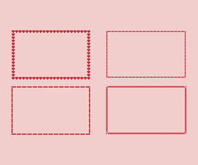 Decorative Red Frame Set with Heart and Dotted Borders